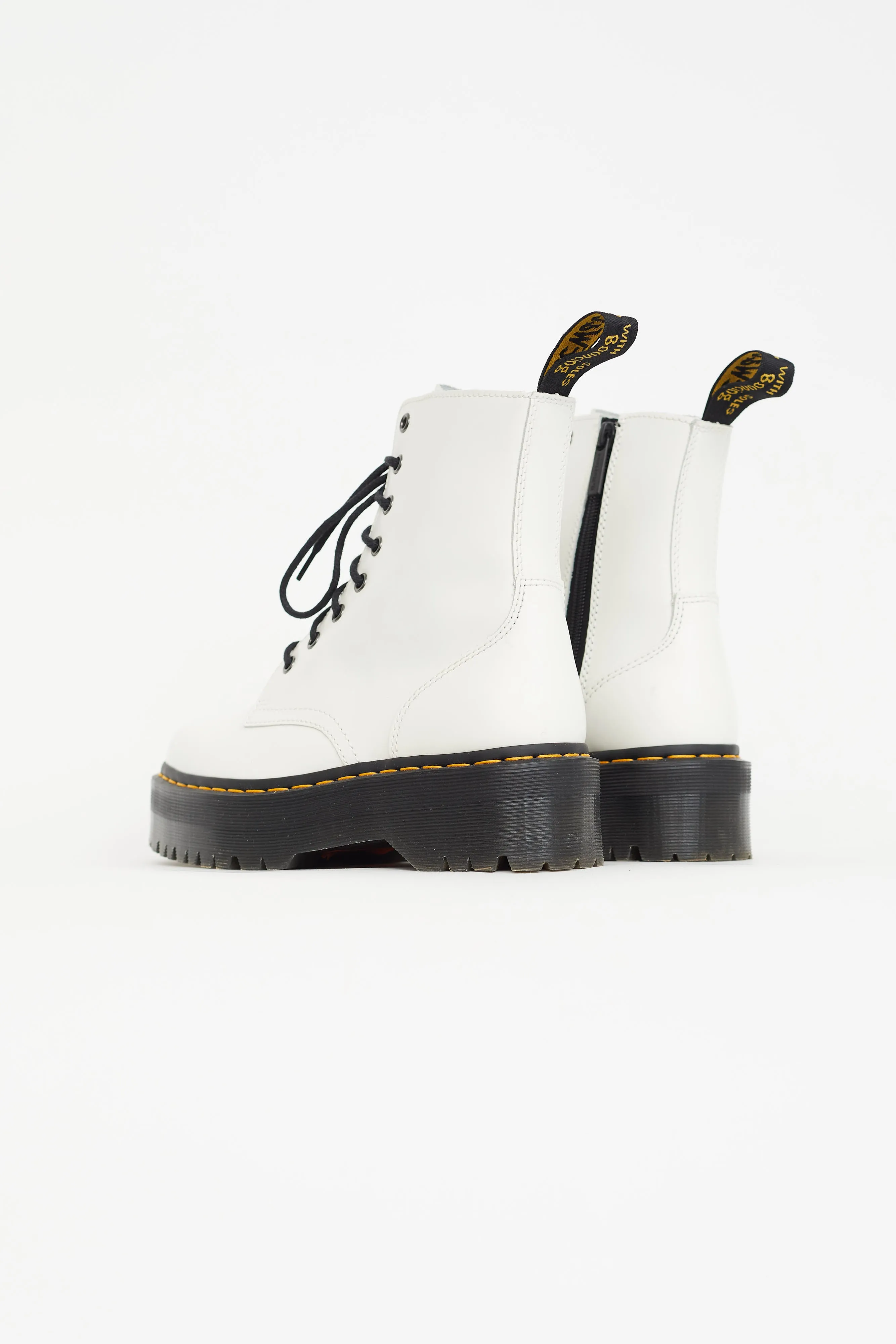 White Smooth Leather Jadon Platform Boot
