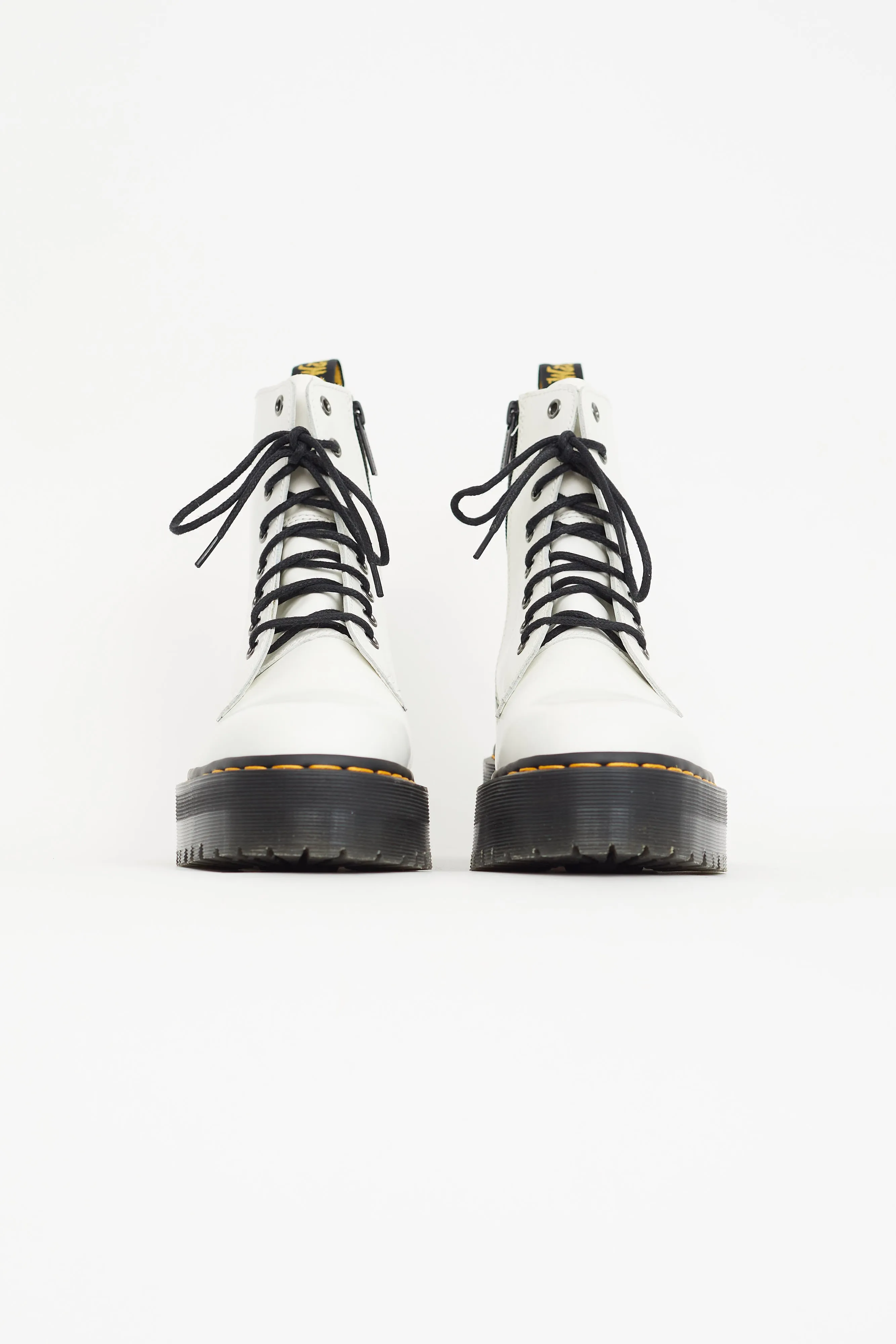 White Smooth Leather Jadon Platform Boot